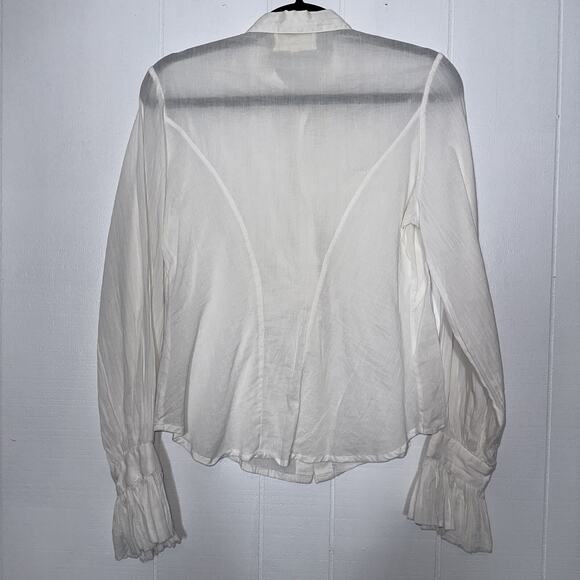 Free People Brenda Knight Women’s Cotton Boho Romantic Top Long Sleeve White XS - Picture 2 of 6
